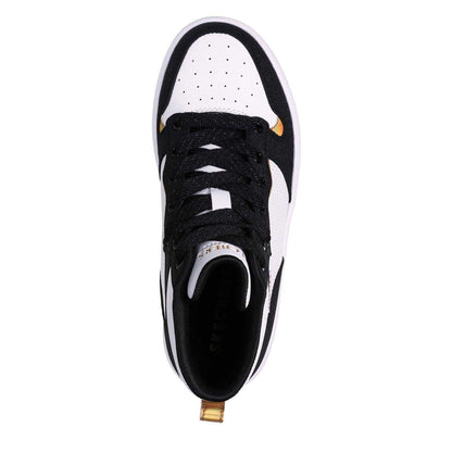 White-Black - Side - Skechers Childrens-Kids Court High Top Trainers