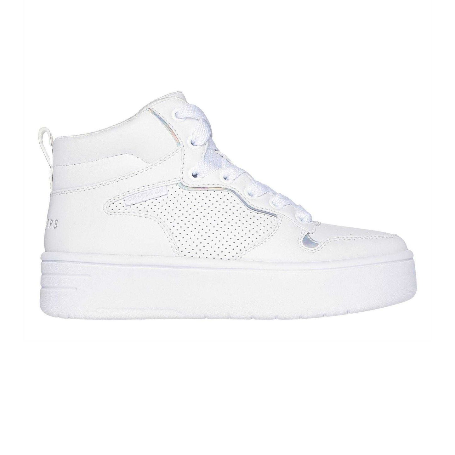 White - Front - Skechers Childrens-Kids Court High Top Trainers