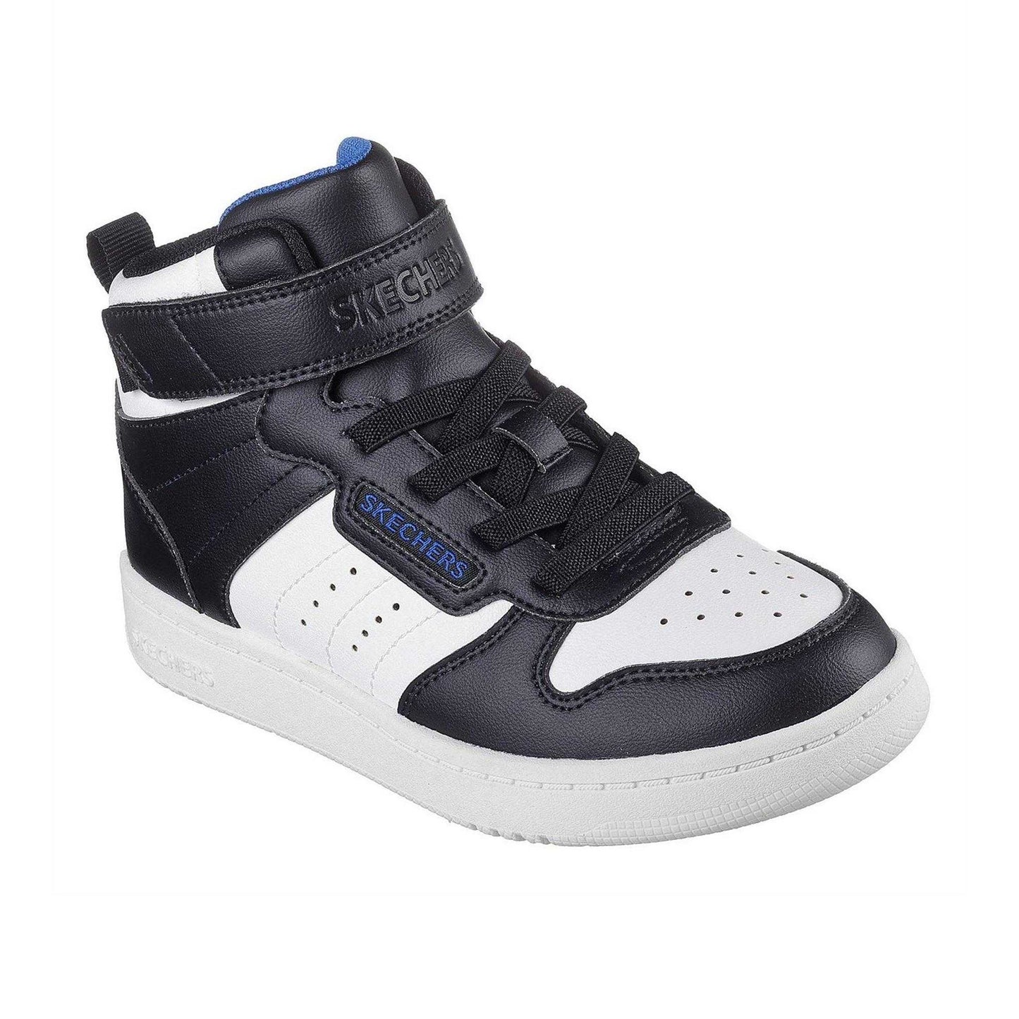 Black-White - Lifestyle - Skechers Childrens-Kids High-top Flat High Top Trainers