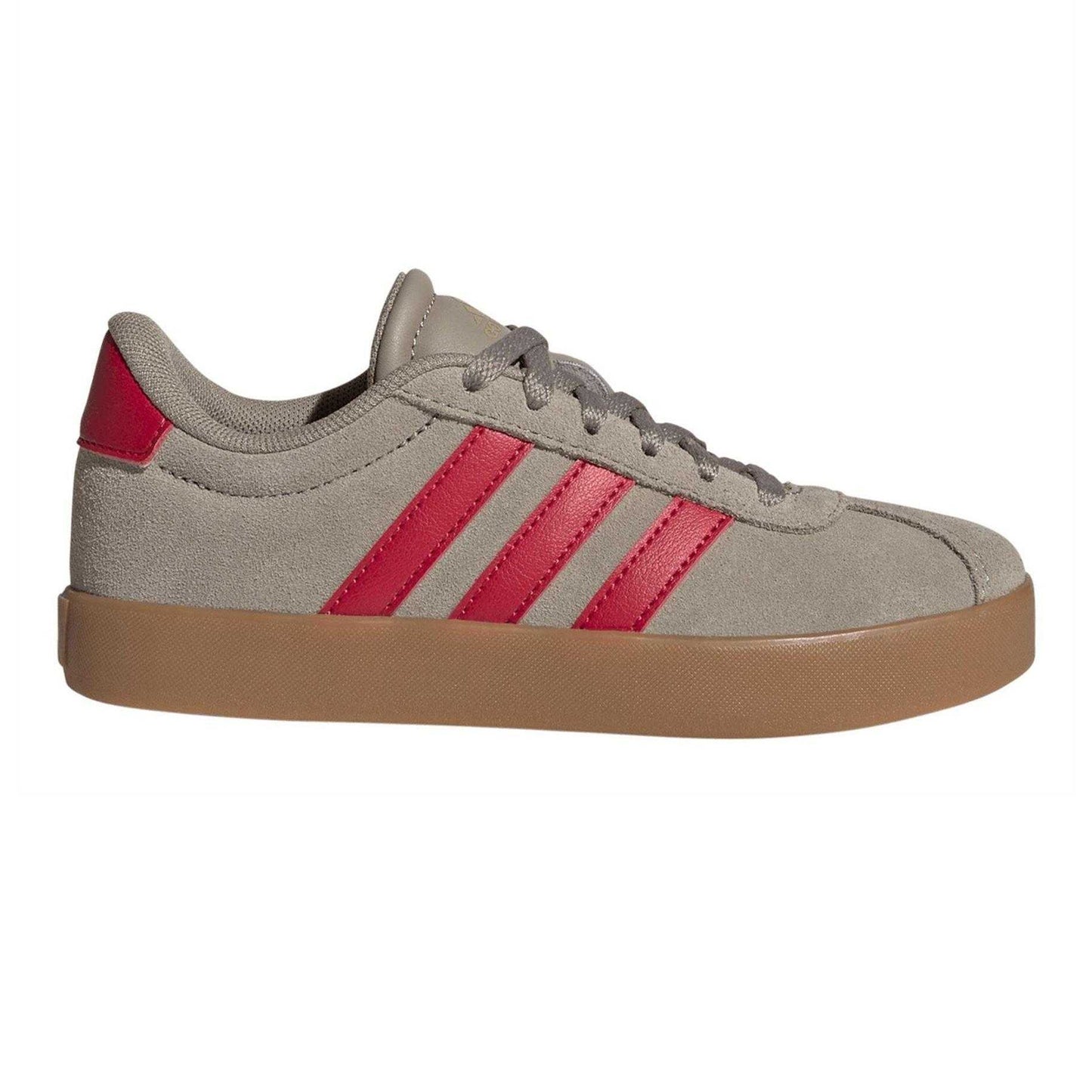 Green-Red - Front - Adidas Childrens-Kids VL Court 3.0 Suede Platform Trainers