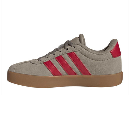 Green-Red - Side - Adidas Childrens-Kids VL Court 3.0 Suede Platform Trainers