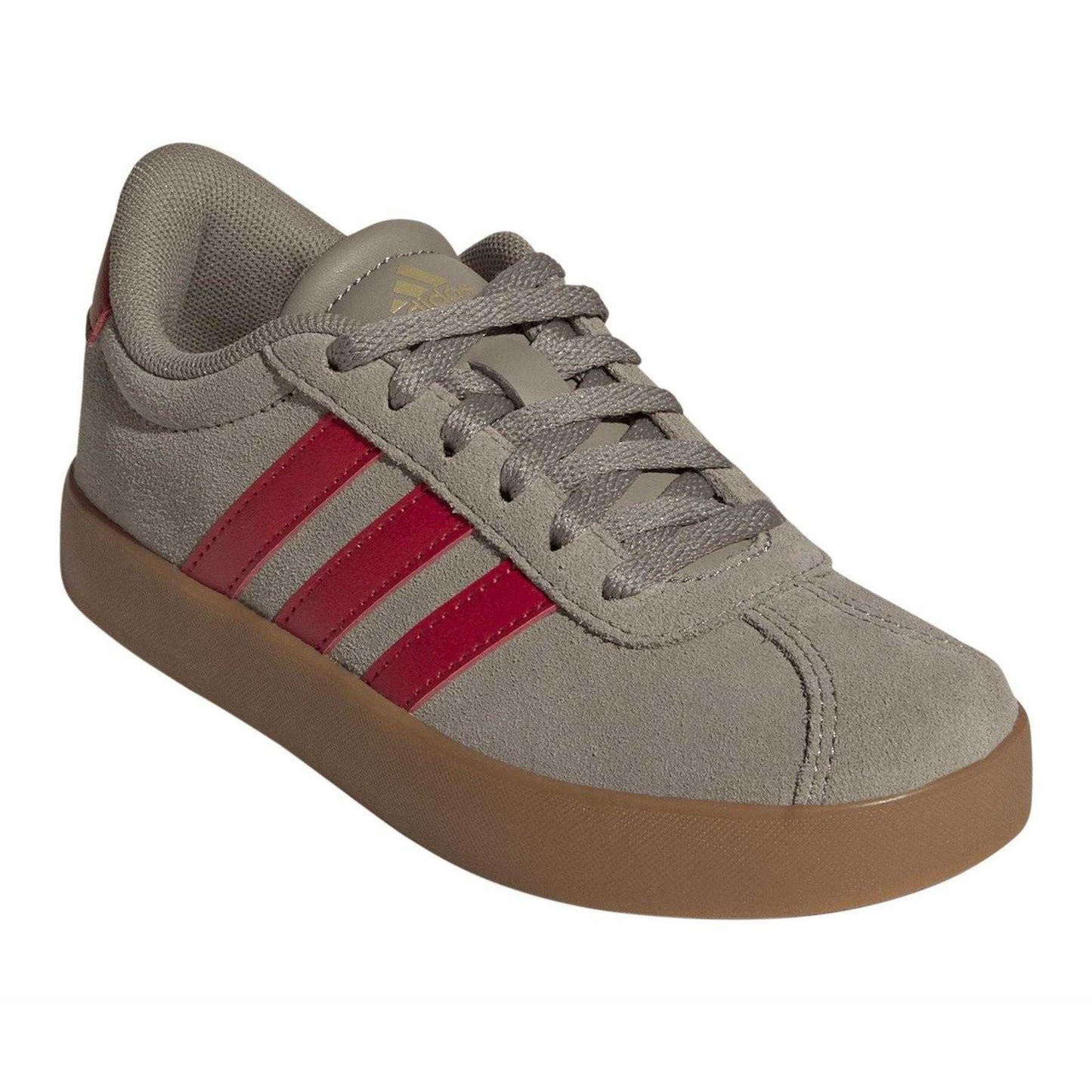 Green-Red - Pack Shot - Adidas Childrens-Kids VL Court 3.0 Suede Platform Trainers