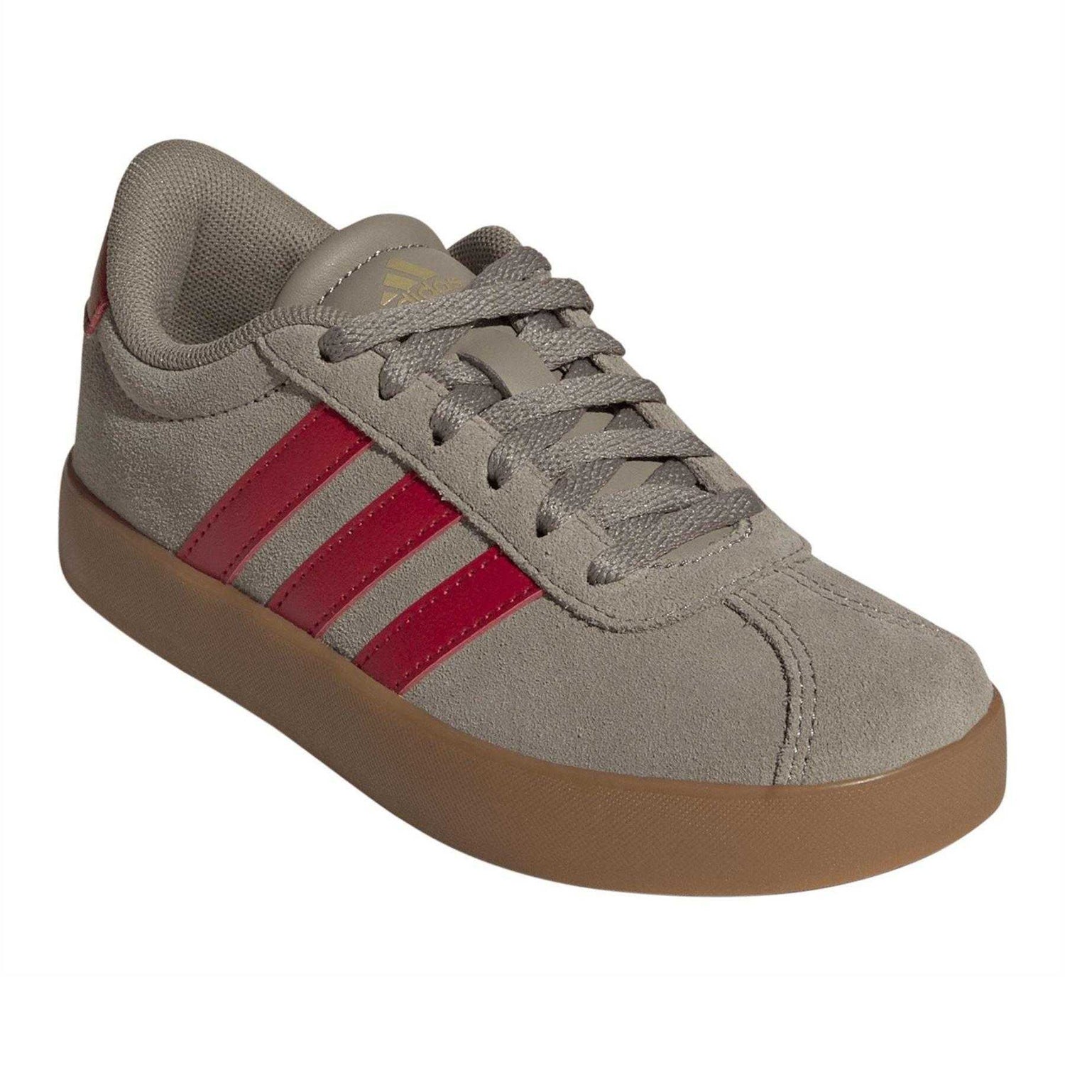 Green-Red - Pack Shot - Adidas Childrens-Kids VL Court 3.0 Suede Platform Trainers