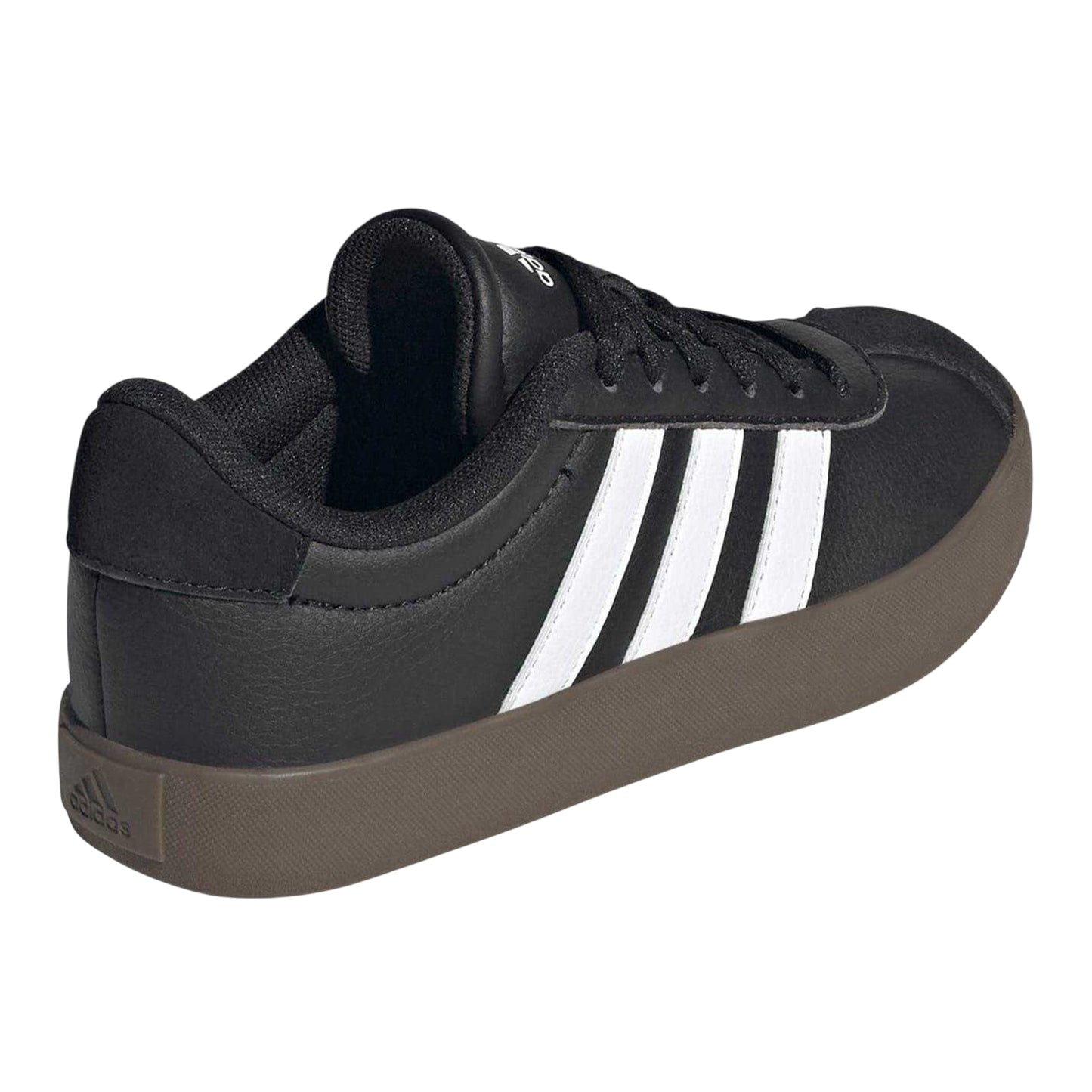Black-Gum - Back - Adidas Childrens-Kids VL Court 3.0 Suede Platform Trainers