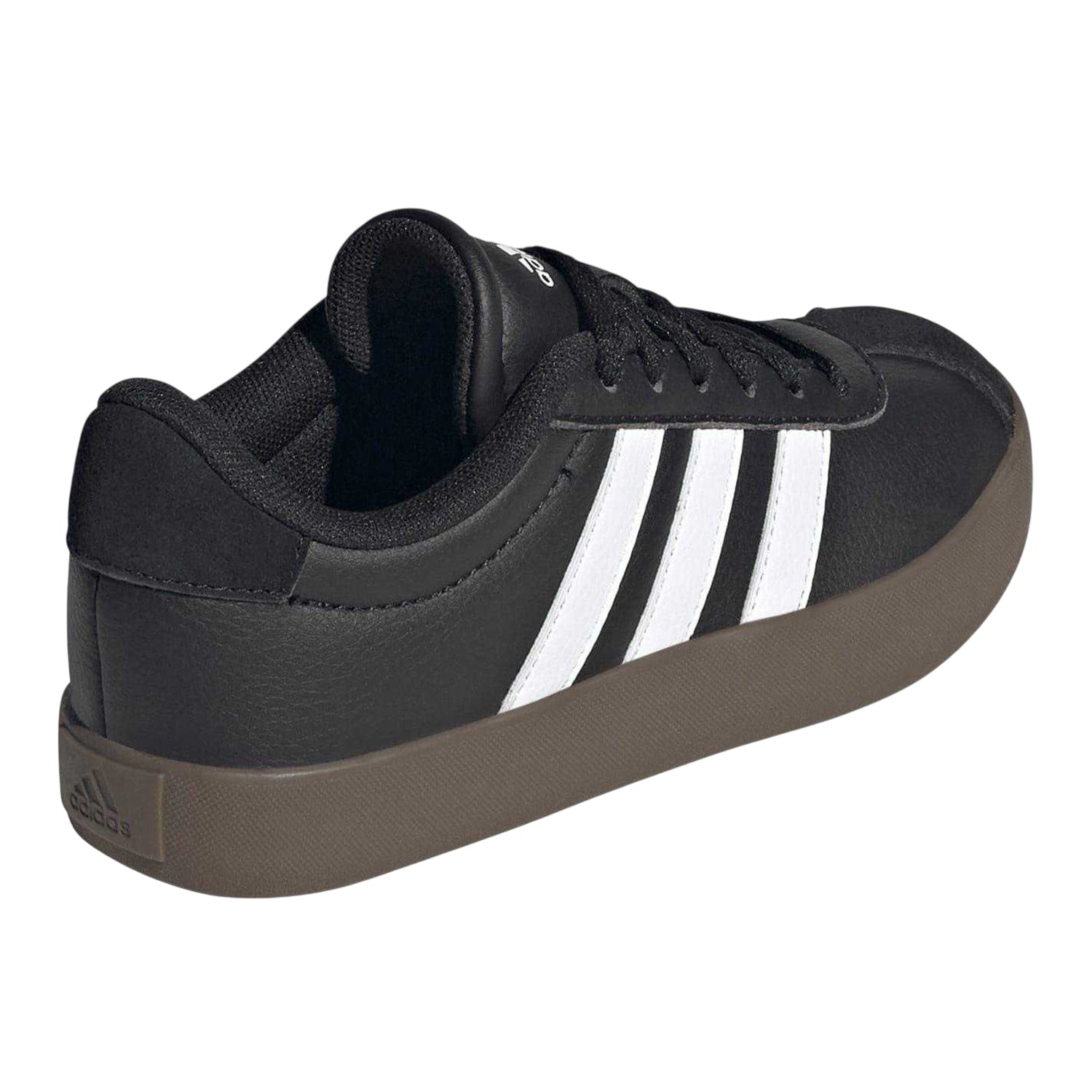 Black-Gum - Back - Adidas Childrens-Kids VL Court 3.0 Suede Platform Trainers