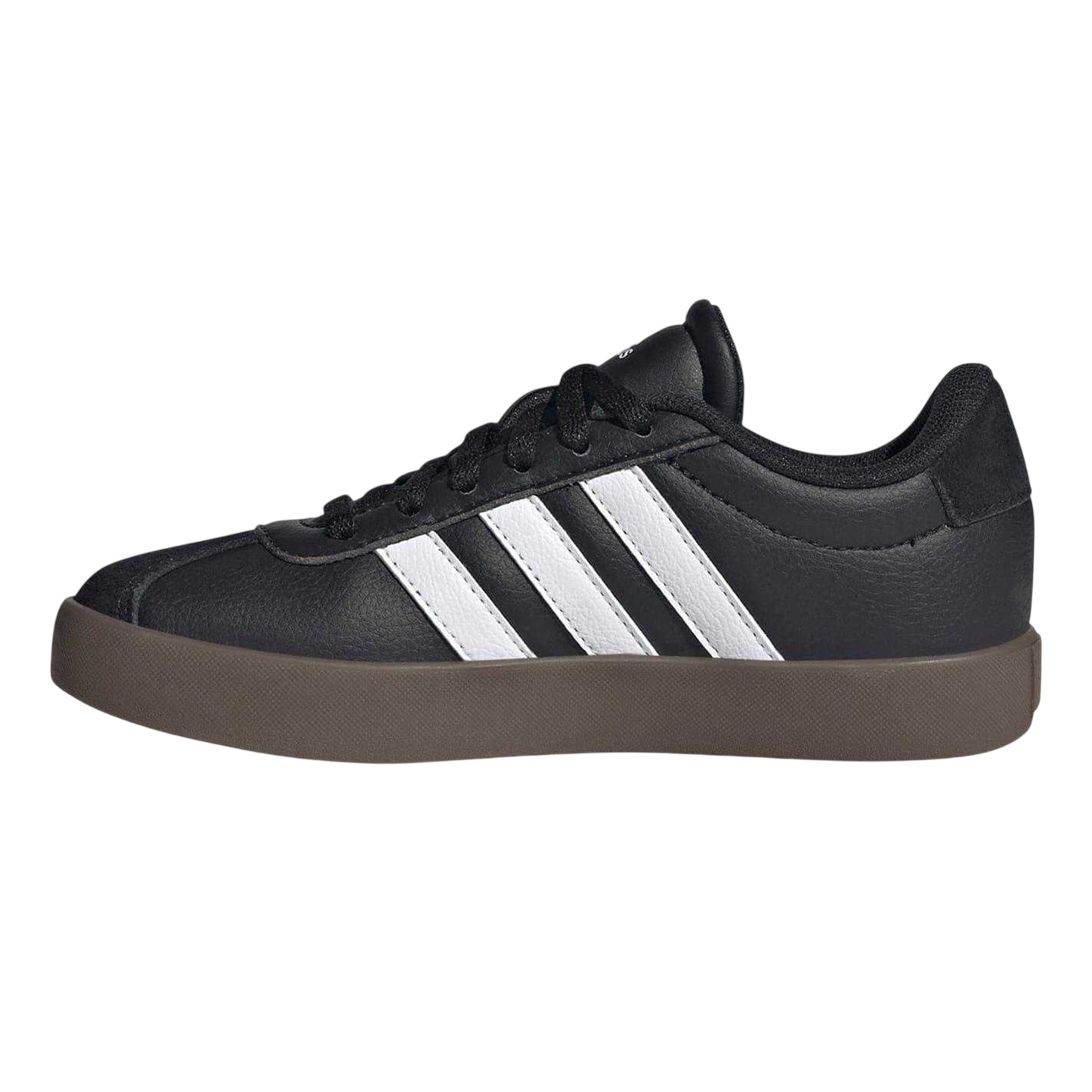 Black-Gum - Side - Adidas Childrens-Kids VL Court 3.0 Suede Platform Trainers