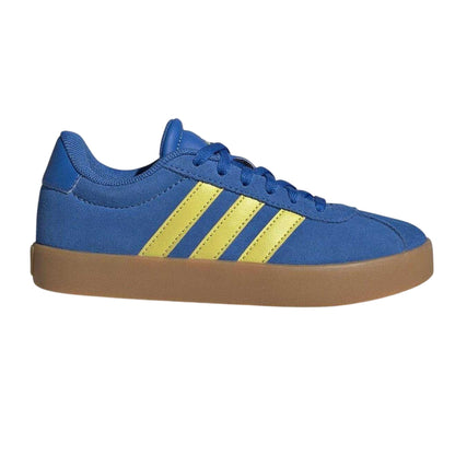 Royal Blue-Yellow Sulphur - Front - Adidas Childrens-Kids VL Court 3.0 Suede Platform Trainers