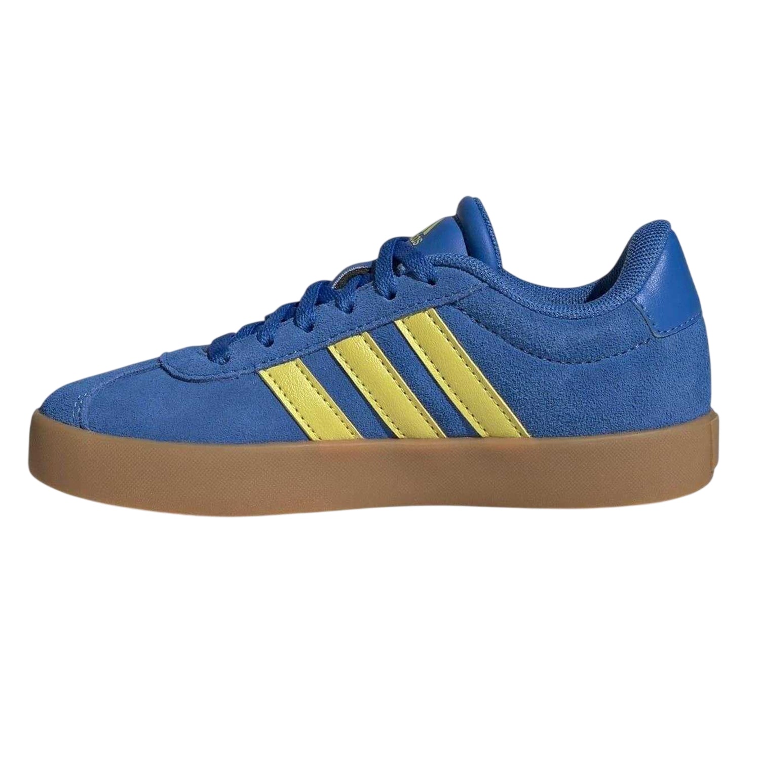 Royal Blue-Yellow Sulphur - Side - Adidas Childrens-Kids VL Court 3.0 Suede Platform Trainers