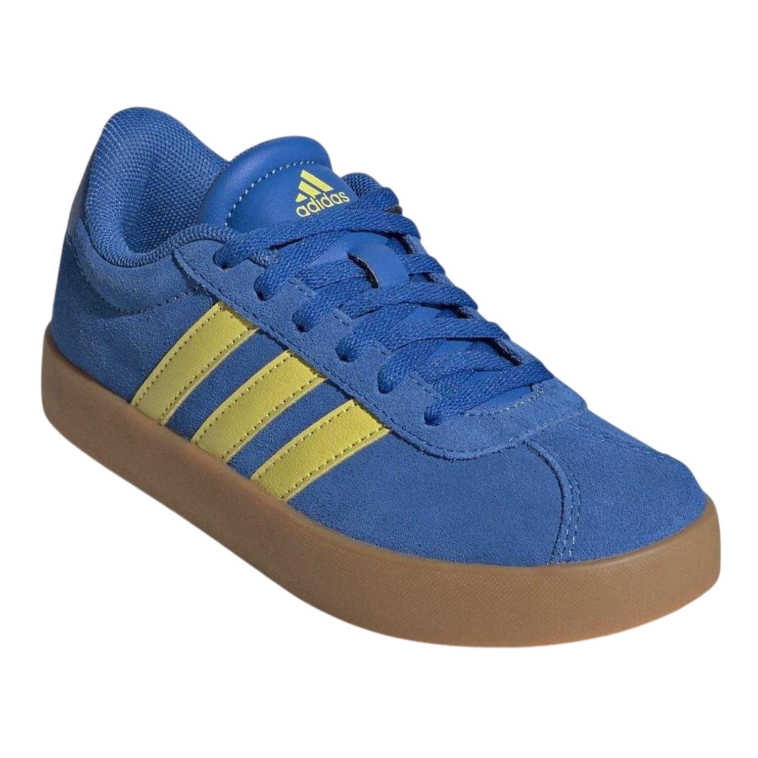 Royal Blue-Yellow Sulphur - Pack Shot - Adidas Childrens-Kids VL Court 3.0 Suede Platform Trainers