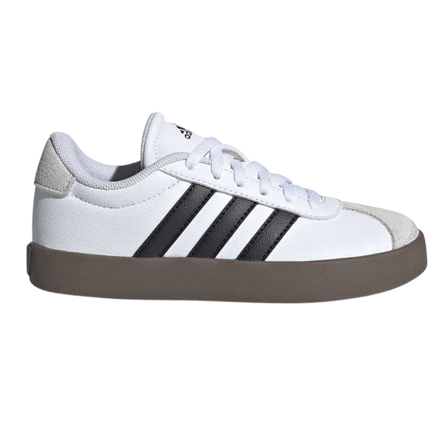 White-Gum - Front - Adidas Childrens-Kids VL Court 3.0 Suede Platform Trainers