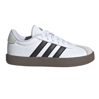 White-Gum - Front - Adidas Childrens-Kids VL Court 3.0 Suede Platform Trainers