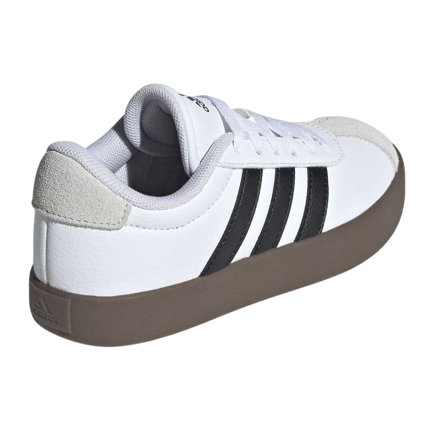 White-Gum - Back - Adidas Childrens-Kids VL Court 3.0 Suede Platform Trainers