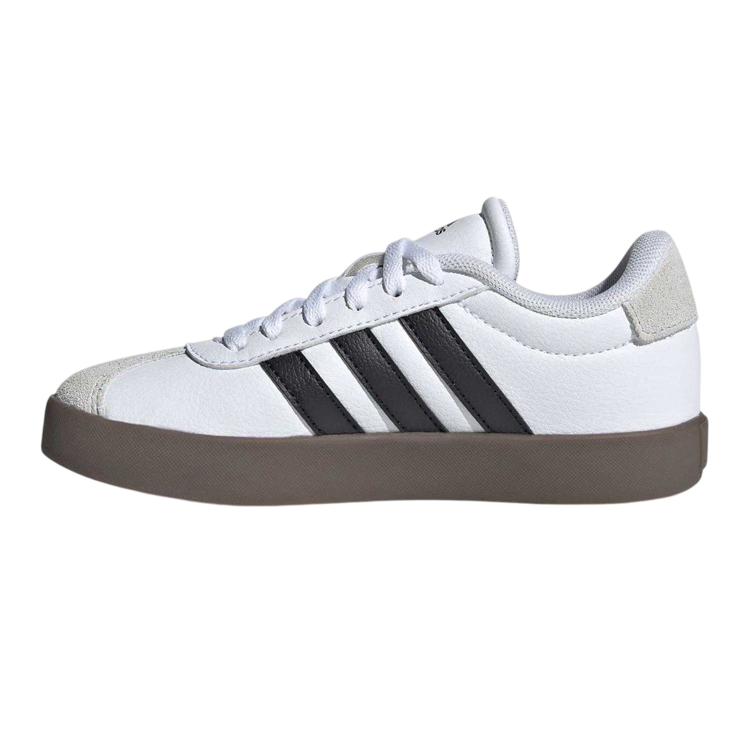White-Gum - Side - Adidas Childrens-Kids VL Court 3.0 Suede Platform Trainers