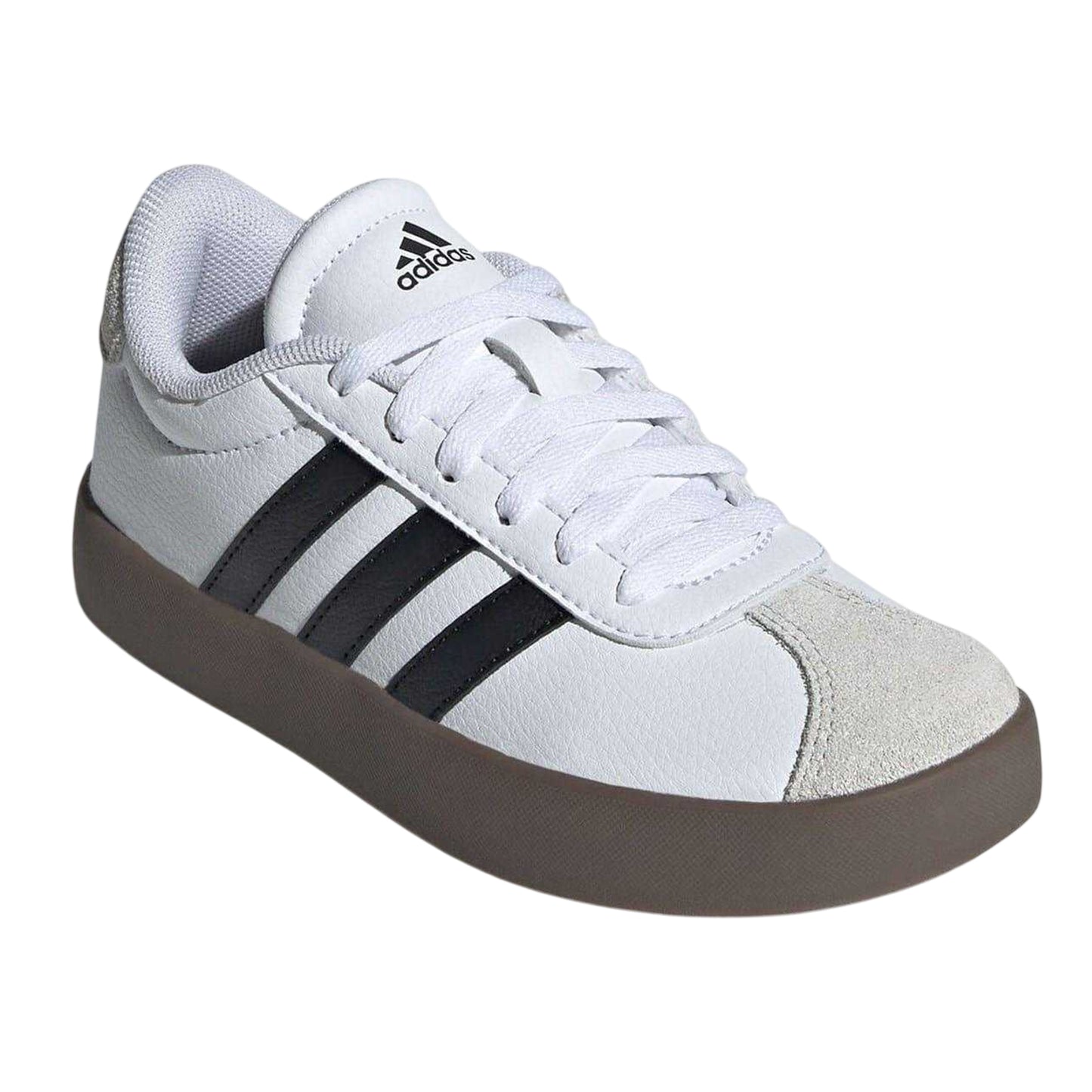 White-Gum - Pack Shot - Adidas Childrens-Kids VL Court 3.0 Suede Platform Trainers