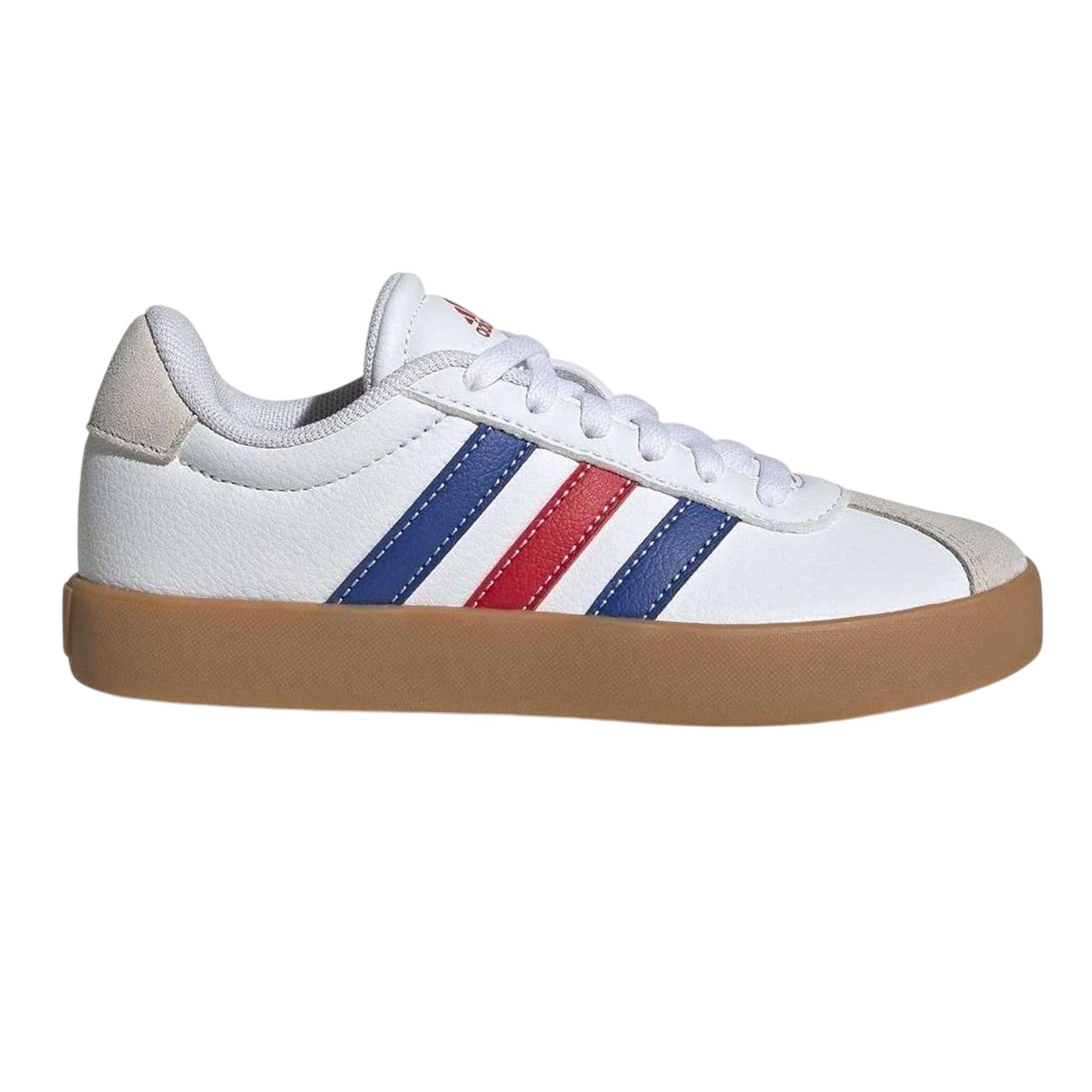 White-Royal Blue-Red - Front - Adidas Childrens-Kids VL Court 3.0 Suede Platform Trainers
