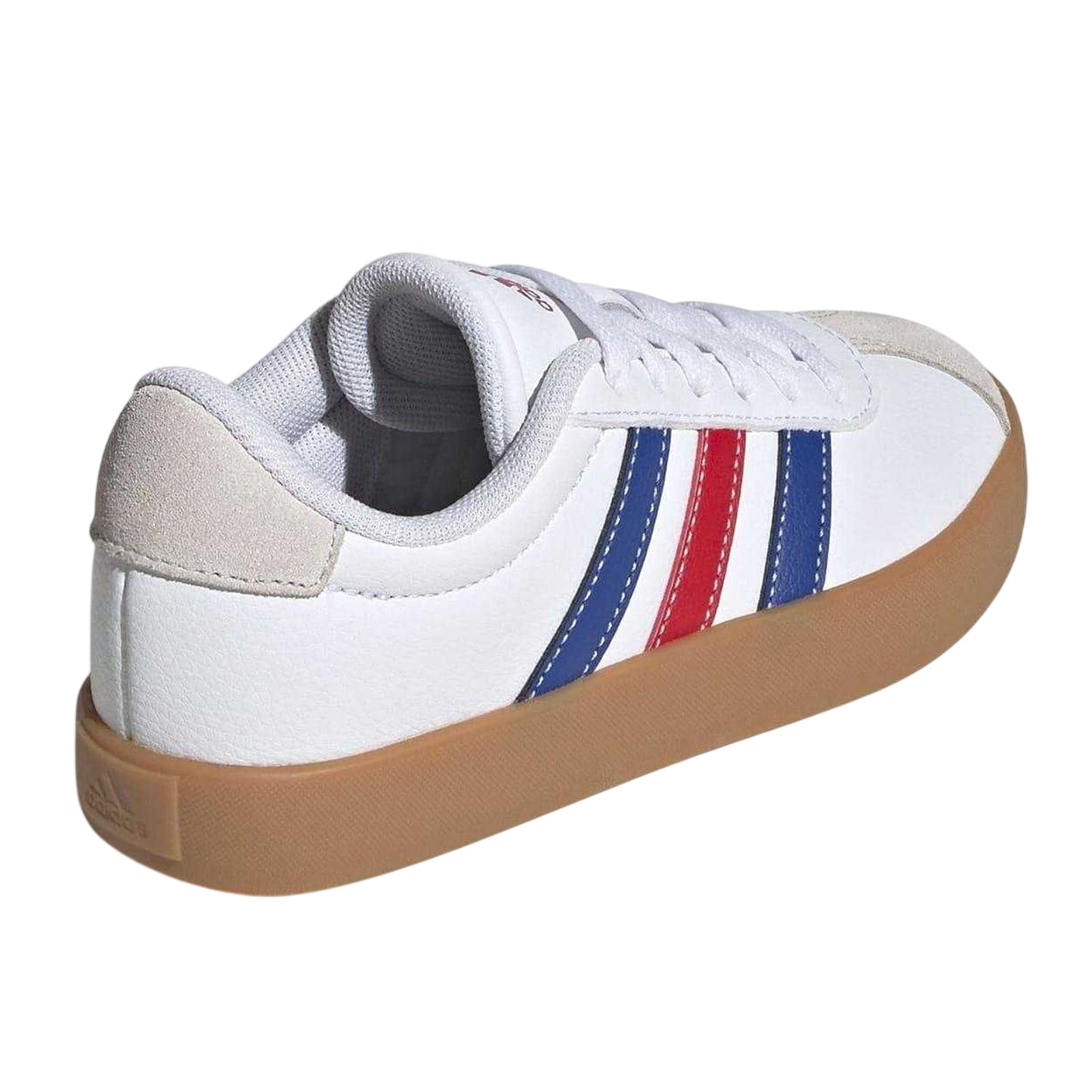 White-Royal Blue-Red - Back - Adidas Childrens-Kids VL Court 3.0 Suede Platform Trainers