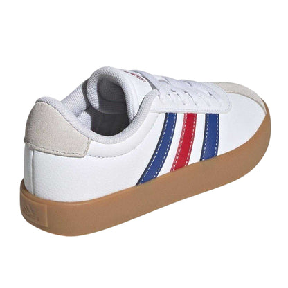 White-Royal Blue-Red - Back - Adidas Childrens-Kids VL Court 3.0 Suede Platform Trainers
