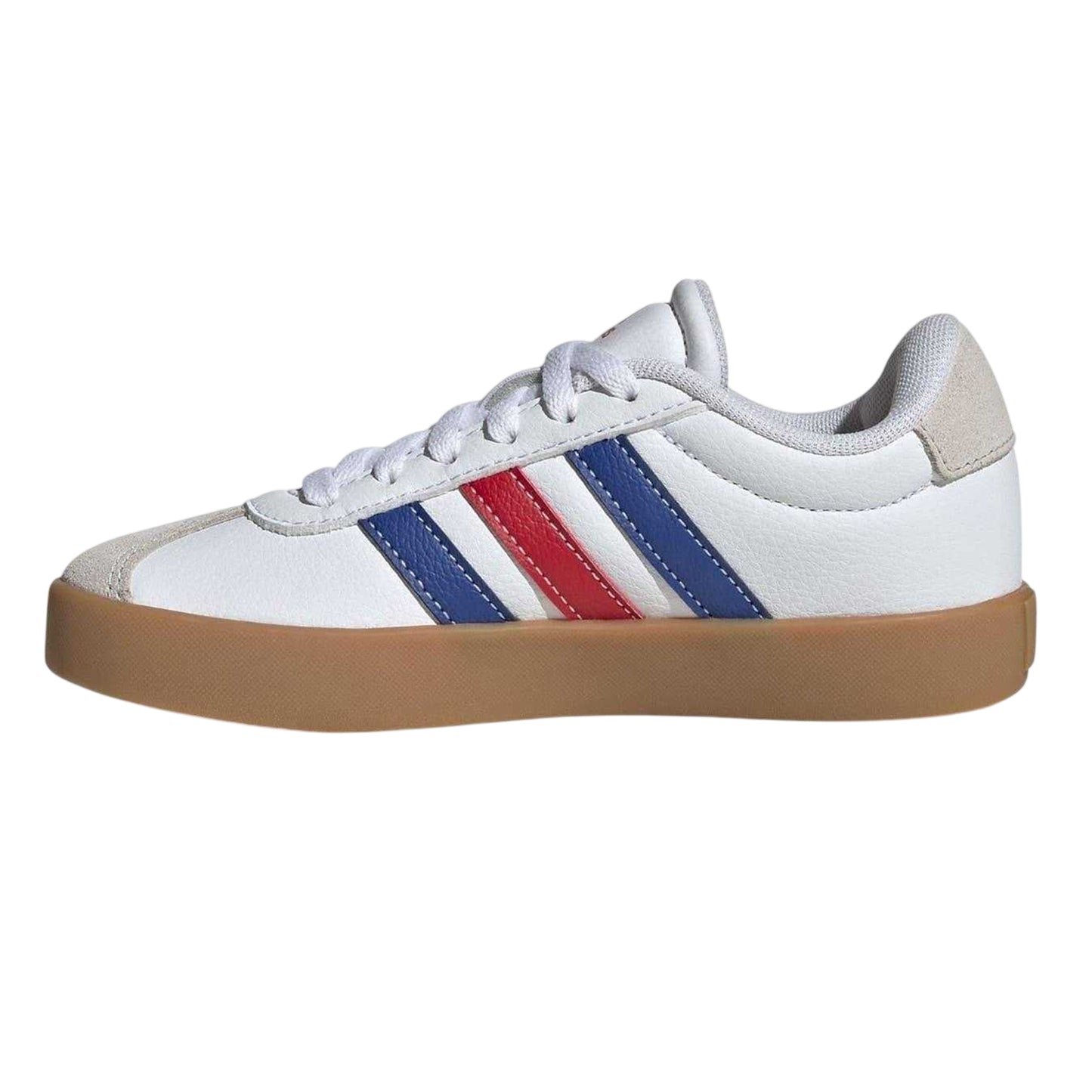 White-Royal Blue-Red - Side - Adidas Childrens-Kids VL Court 3.0 Suede Platform Trainers