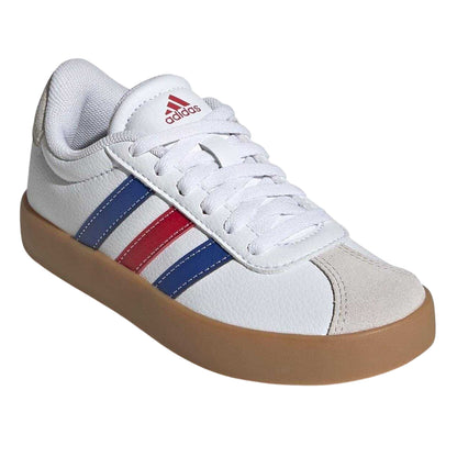 White-Royal Blue-Red - Pack Shot - Adidas Childrens-Kids VL Court 3.0 Suede Platform Trainers
