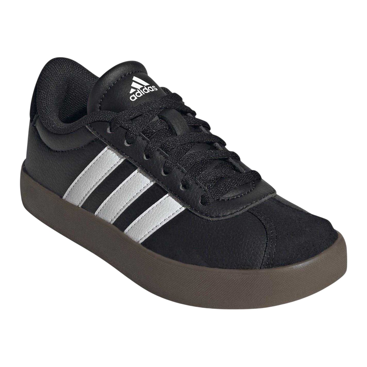 Black-Gum - Pack Shot - Adidas Childrens-Kids VL Court 3.0 Suede Platform Trainers