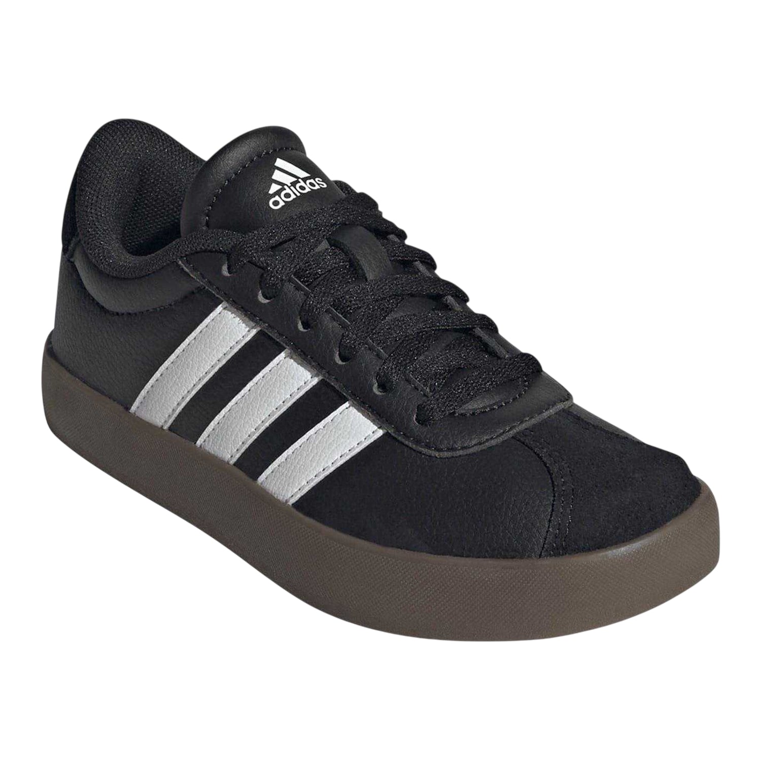 Black-Gum - Pack Shot - Adidas Childrens-Kids VL Court 3.0 Suede Platform Trainers