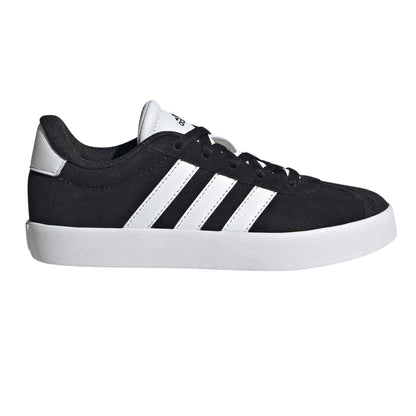 Black-White - Front - Adidas Childrens-Kids VL Court 3.0 Suede Platform Trainers