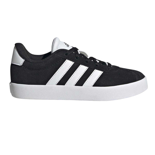 Black-White - Front - Adidas Childrens-Kids VL Court 3.0 Suede Platform Trainers