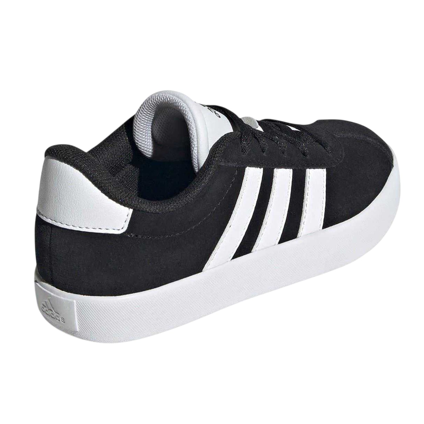 Black-White - Back - Adidas Childrens-Kids VL Court 3.0 Suede Platform Trainers