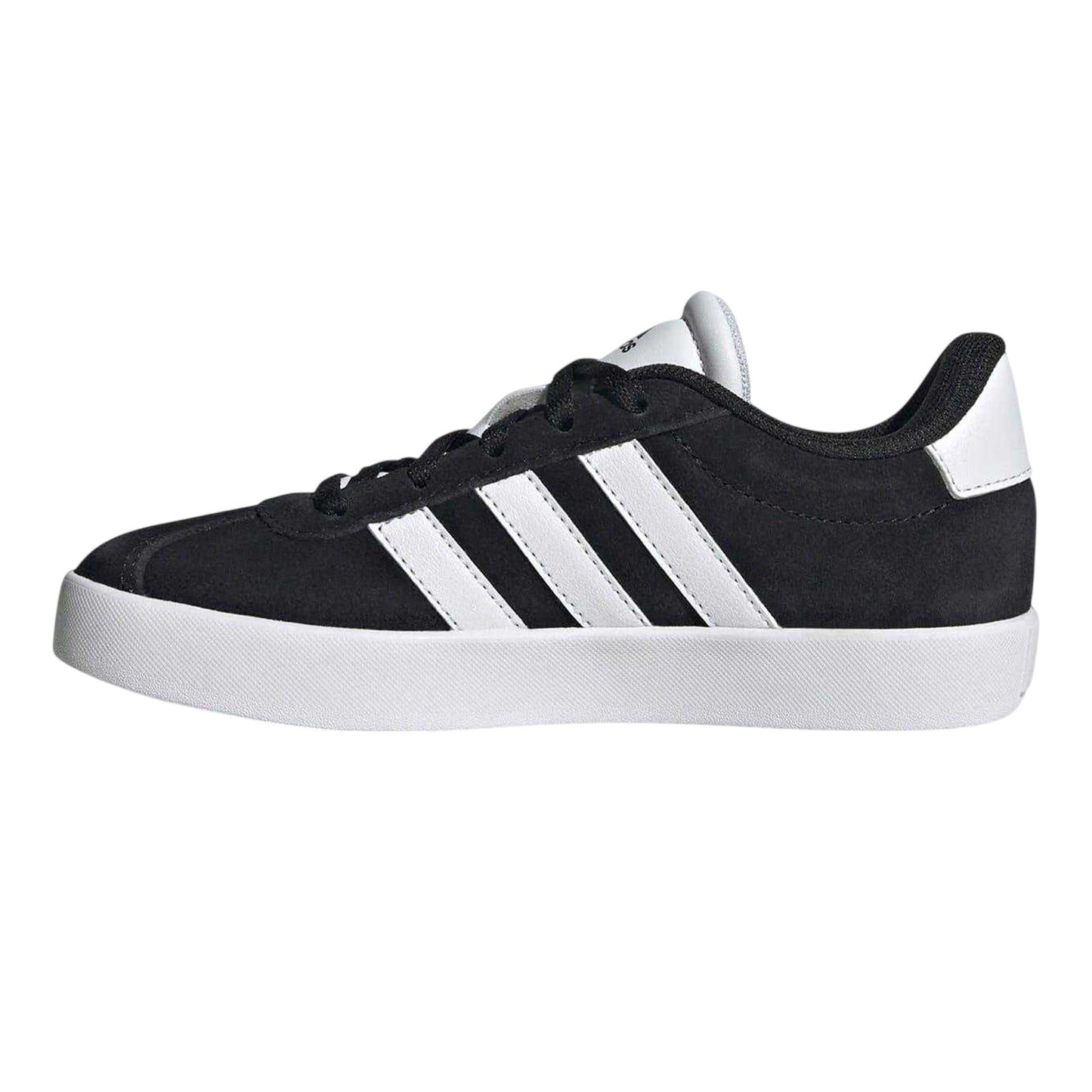 Black-White - Side - Adidas Childrens-Kids VL Court 3.0 Suede Platform Trainers