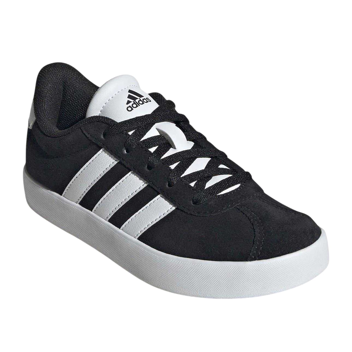 Black-White - Pack Shot - Adidas Childrens-Kids VL Court 3.0 Suede Platform Trainers