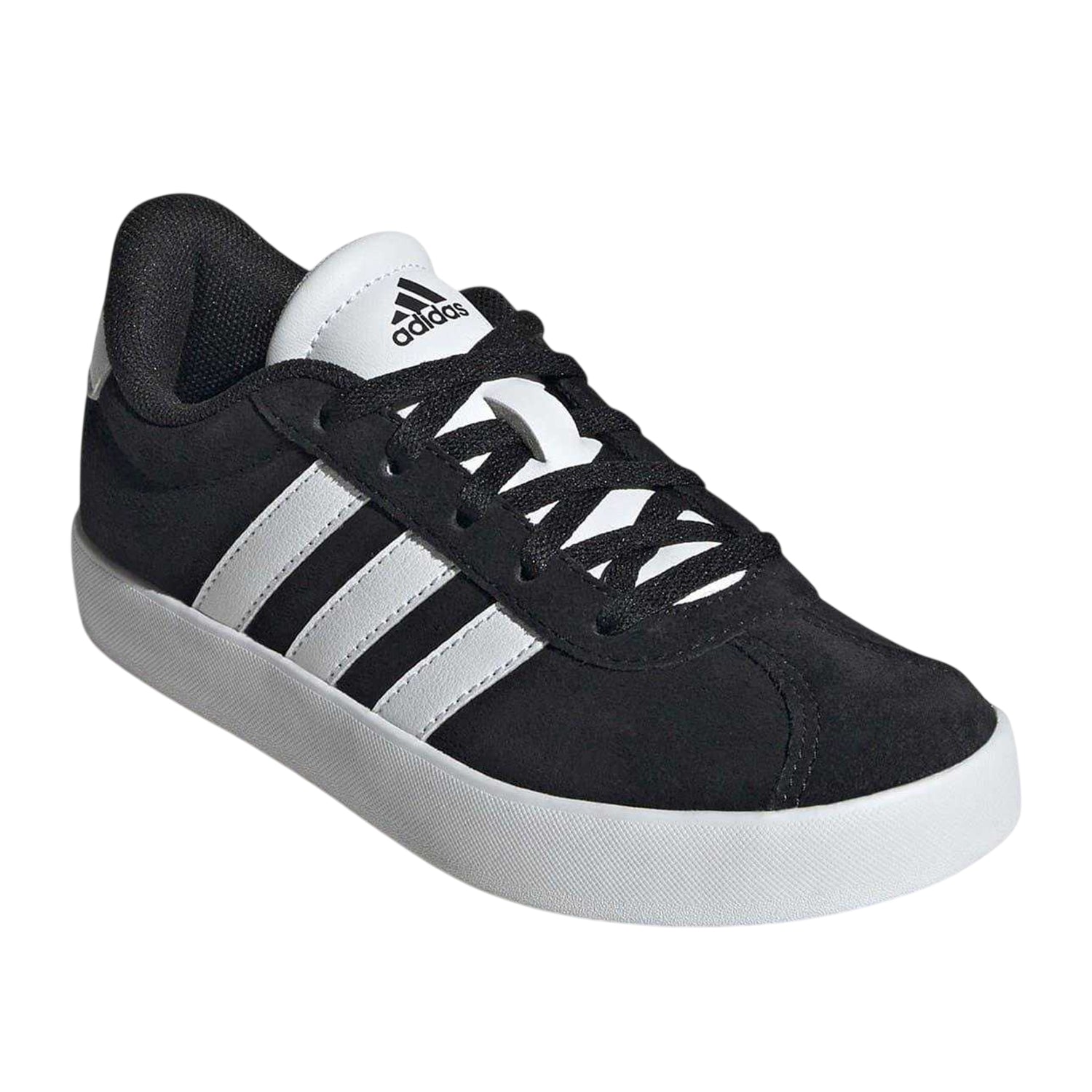 Black-White - Pack Shot - Adidas Childrens-Kids VL Court 3.0 Suede Platform Trainers