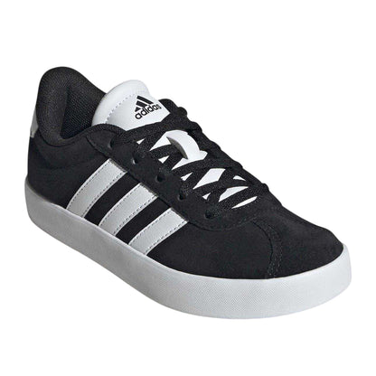 Black-White - Pack Shot - Adidas Childrens-Kids VL Court 3.0 Suede Platform Trainers