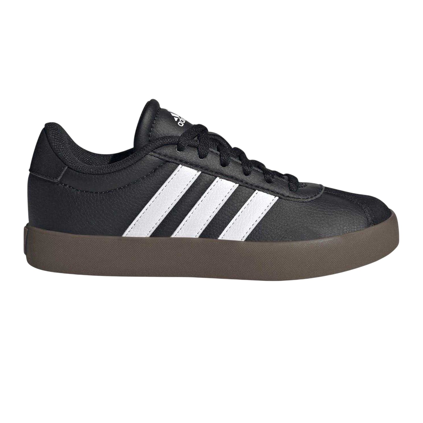 Black-Gum - Front - Adidas Childrens-Kids VL Court 3.0 Suede Platform Trainers