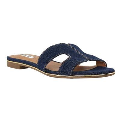 Navy - Lifestyle - Dune London Womens-Ladies Denim Open Toe Flat Sandals