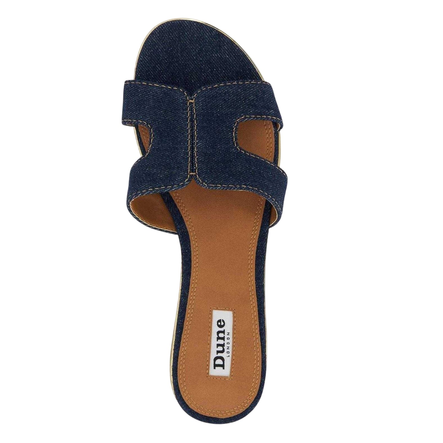 Navy - Pack Shot - Dune London Womens-Ladies Denim Open Toe Flat Sandals