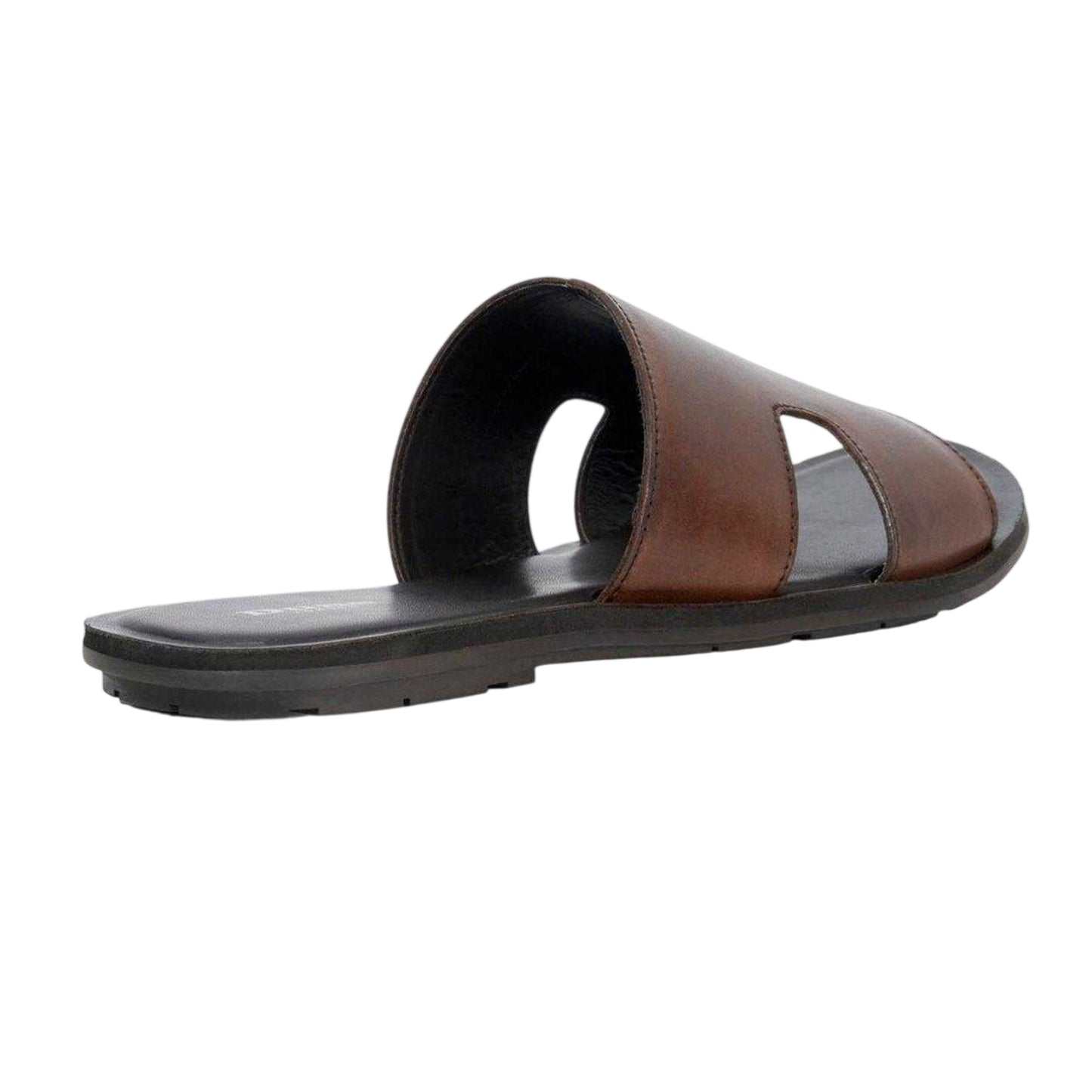 Brown - Back - Dune London Mens Initially Leather Casual Flat Flip Flops