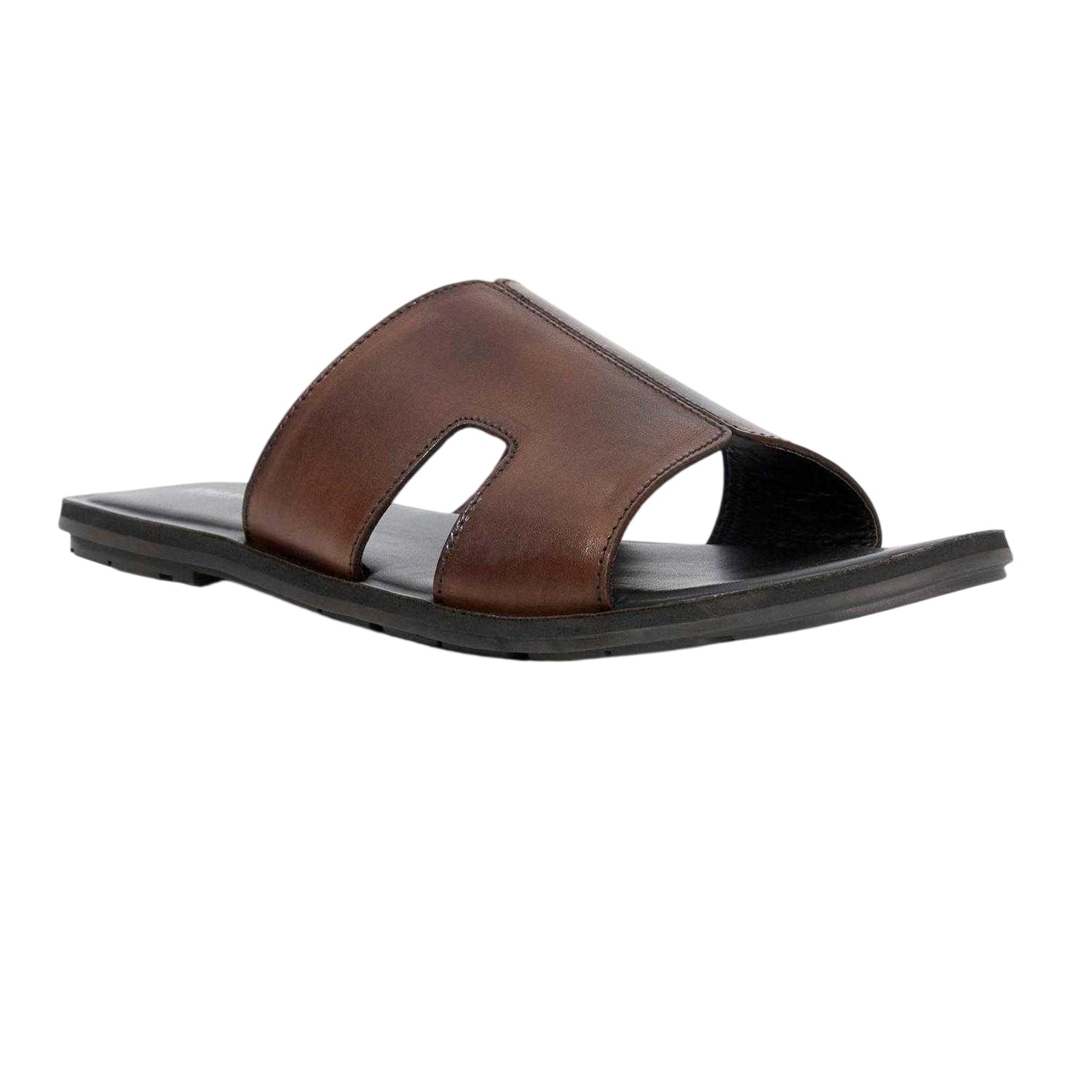 Brown - Lifestyle - Dune London Mens Initially Leather Casual Flat Flip Flops