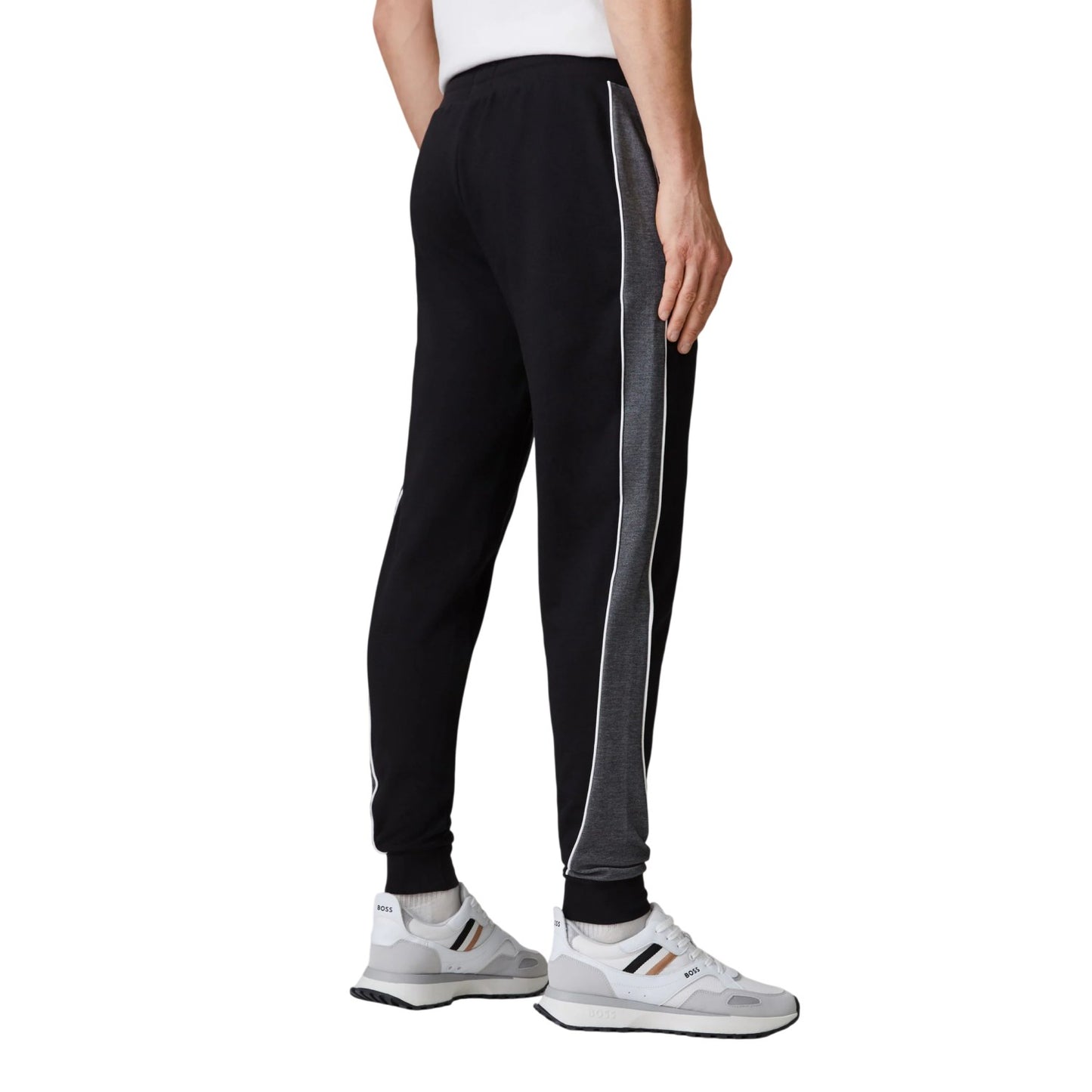 Black - Back - Boss Mens Side Stripe Tracksuit Bottoms