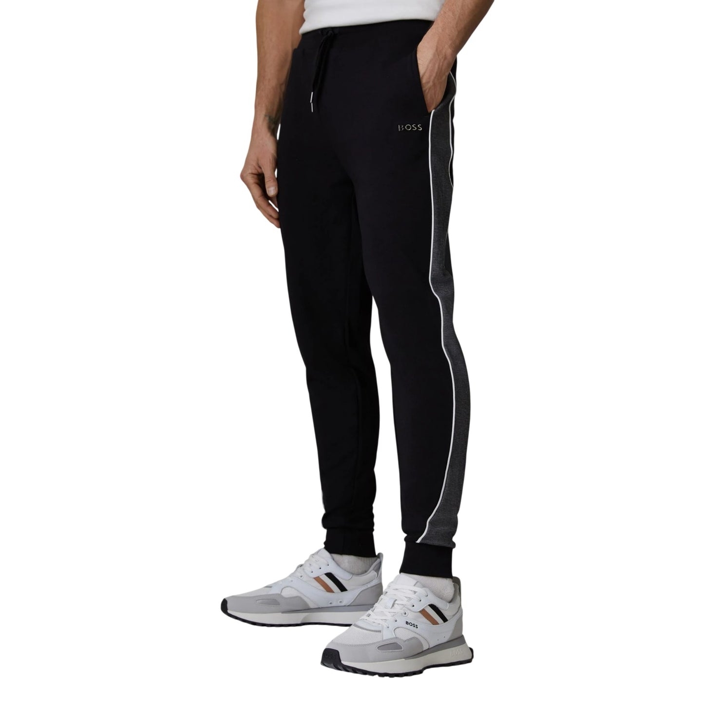 Black - Lifestyle - Boss Mens Side Stripe Tracksuit Bottoms