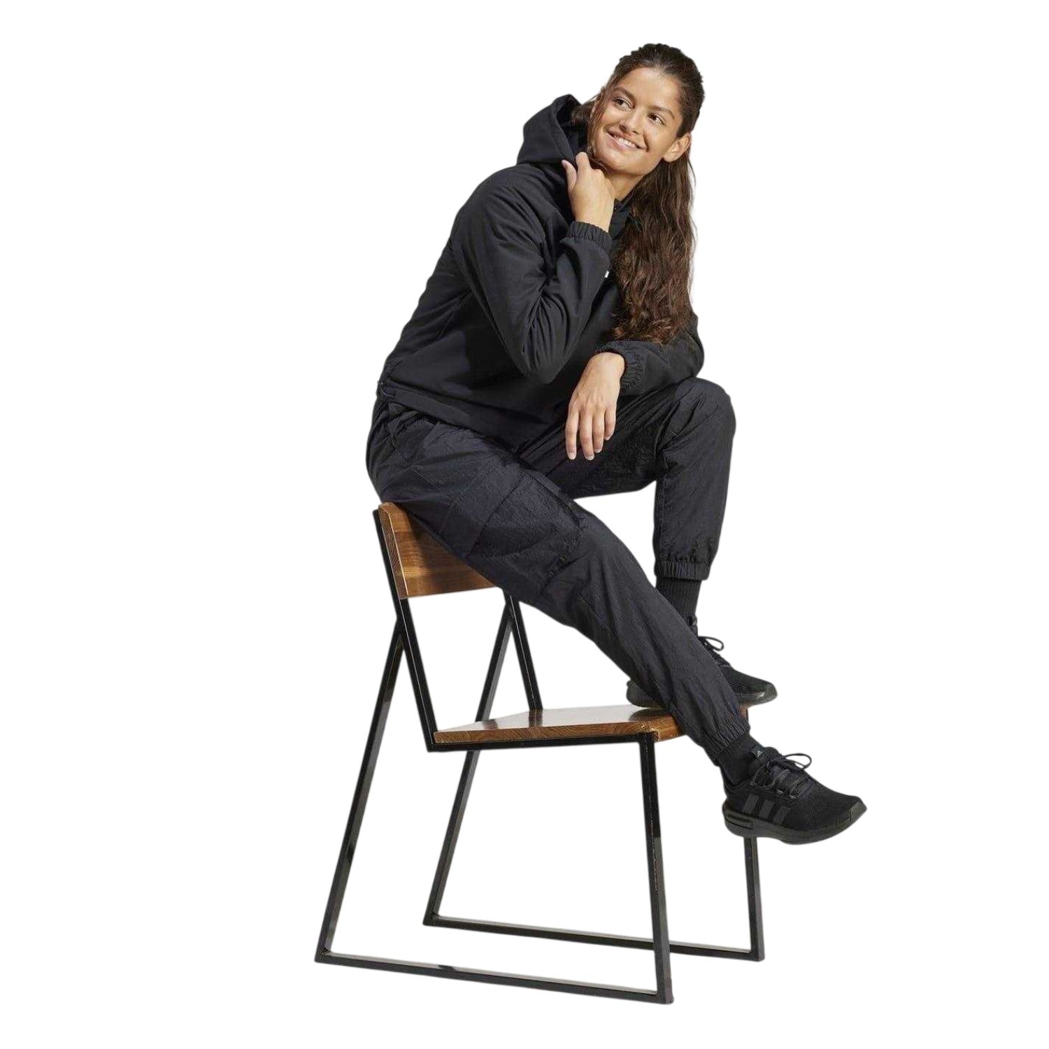 Black - Pack Shot - Adidas Womens-Ladies Essential Trefoil Cargo Trousers