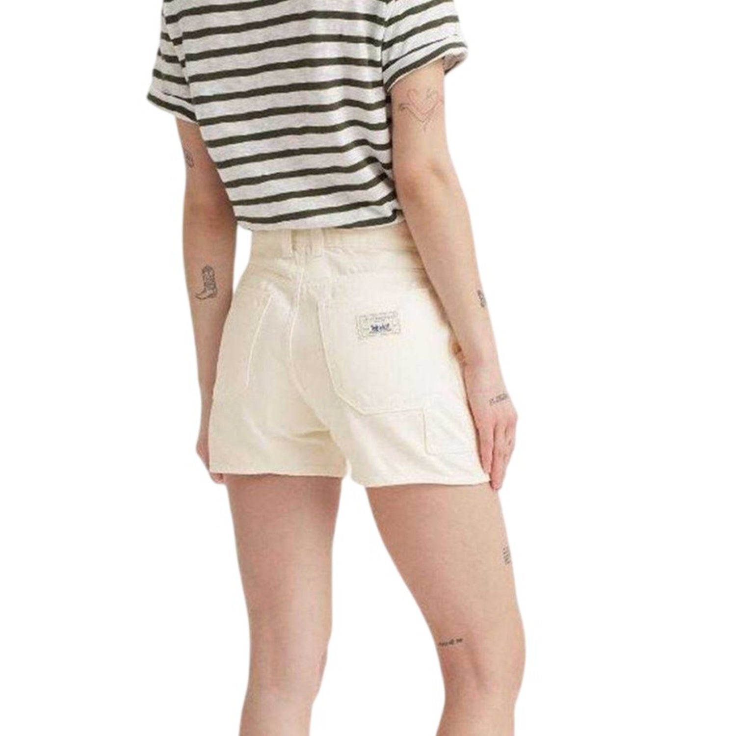 White - Back - Levis Womens-Ladies Denim Carpenter Shorts