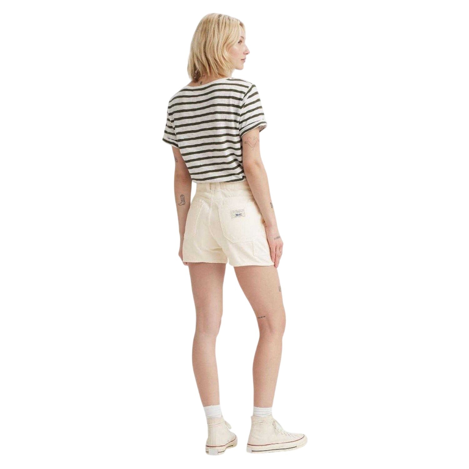 White - Pack Shot - Levis Womens-Ladies Denim Carpenter Shorts