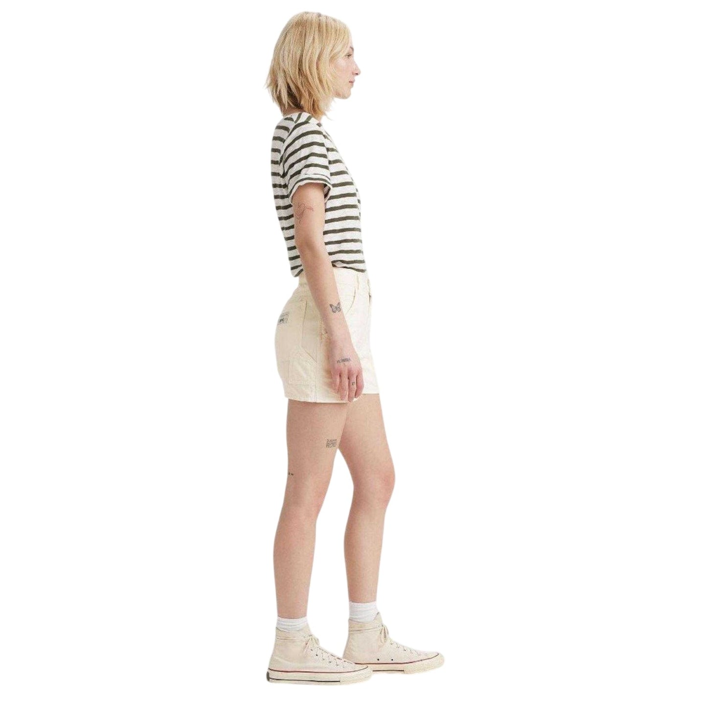 White - Close up - Levis Womens-Ladies Denim Carpenter Shorts