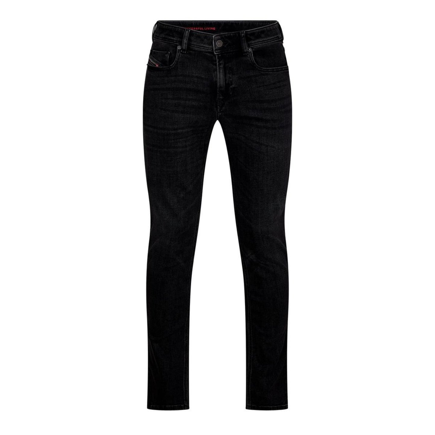 Black-Grey-Denim - Front - Diesel Mens Sleenker Denim Slim Jeans
