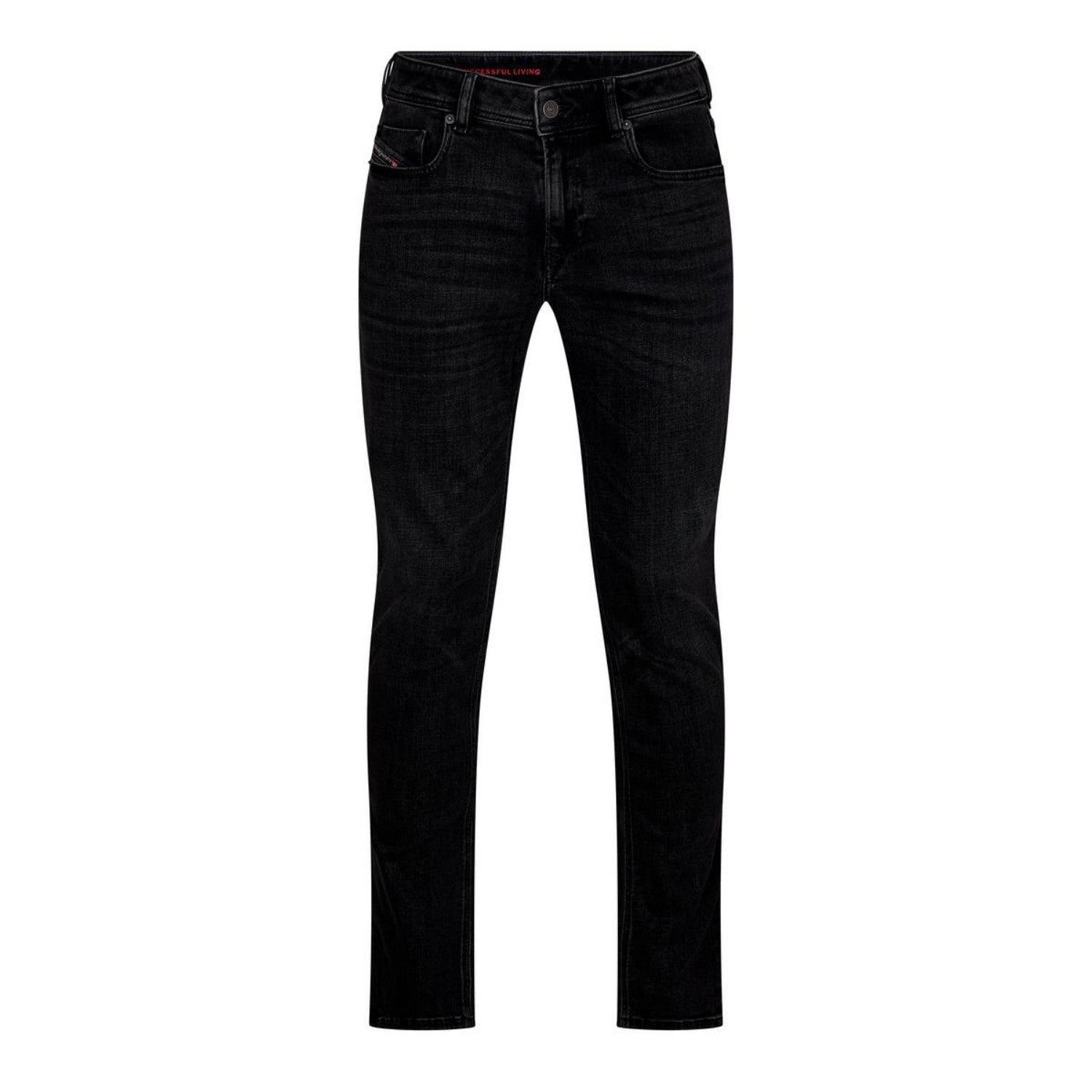 Black-Grey-Denim - Front - Diesel Mens Sleenker Denim Slim Jeans