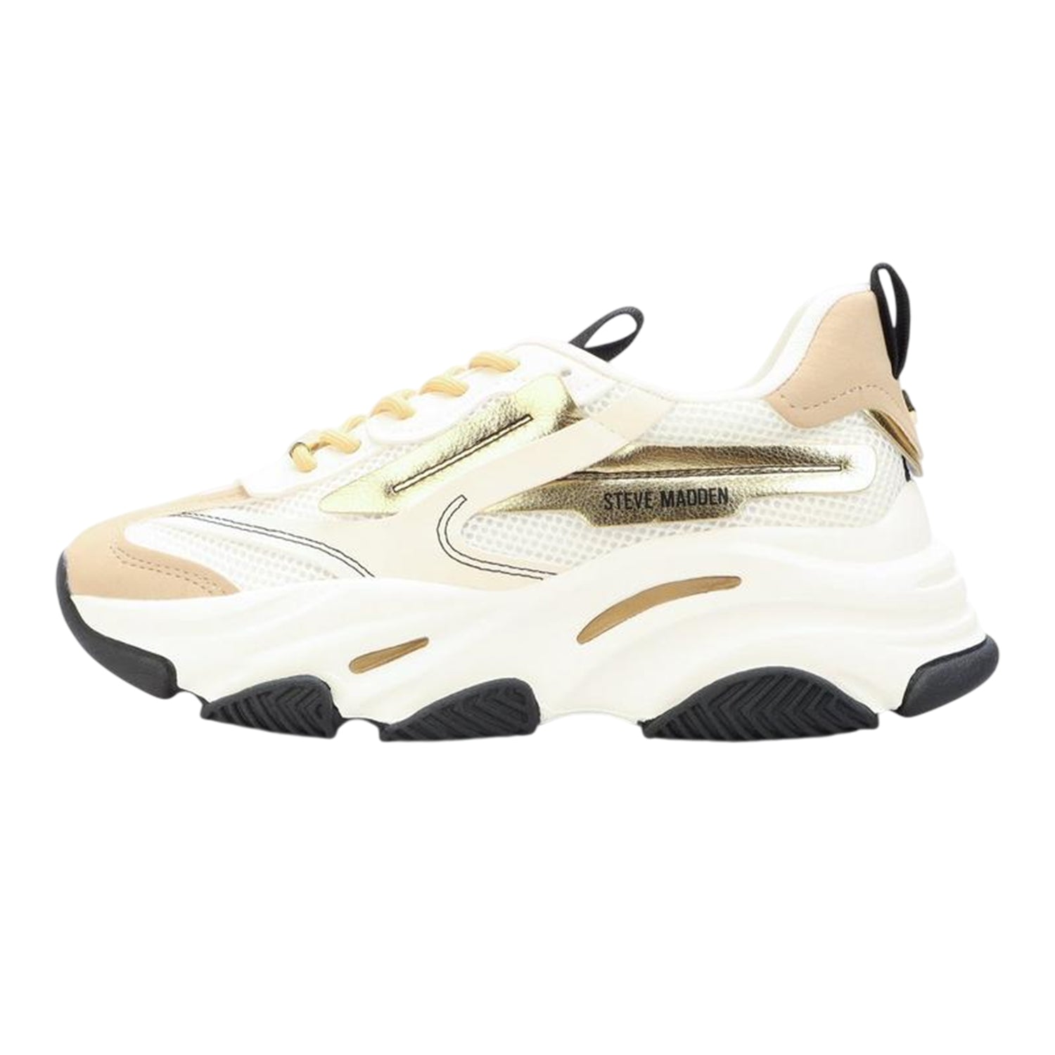 White-Tan - Back - Steve Madden Womens-Ladies Possession-E Platform Trainers