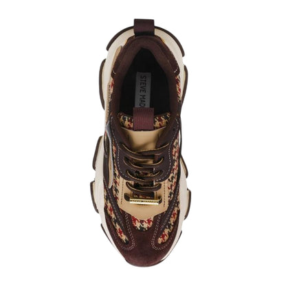 Brown-Purple Plaid - Side - Steve Madden Womens-Ladies Possession-E Platform Trainers
