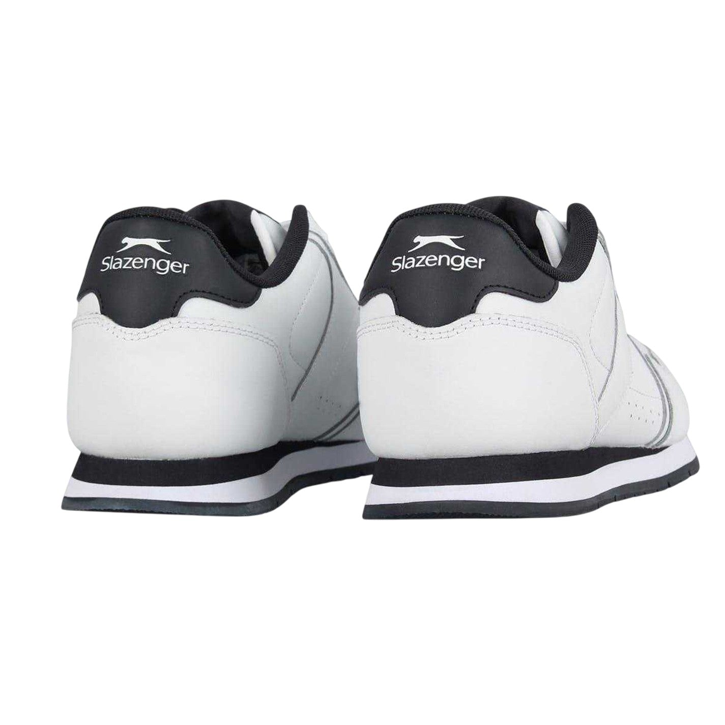 White-Navy - Back - Slazenger Mens Classic Coated Leather Trainers