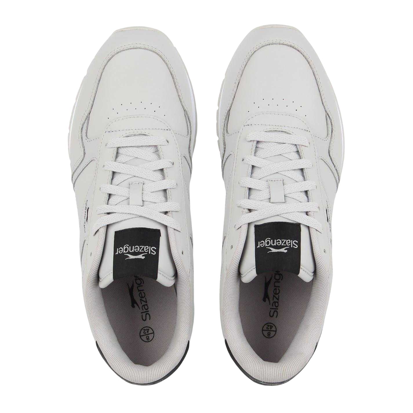 Grey-Black-White - Side - Slazenger Mens Classic Coated Leather Trainers
