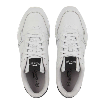 Grey-Black-White - Side - Slazenger Mens Classic Coated Leather Trainers